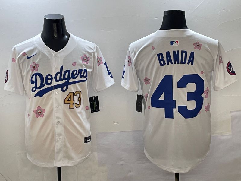 Men Los Angeles Dodgers #43 Banda White Sakura Edition 2025 Nike MLB Jersey style 4->los angeles dodgers->MLB Jersey